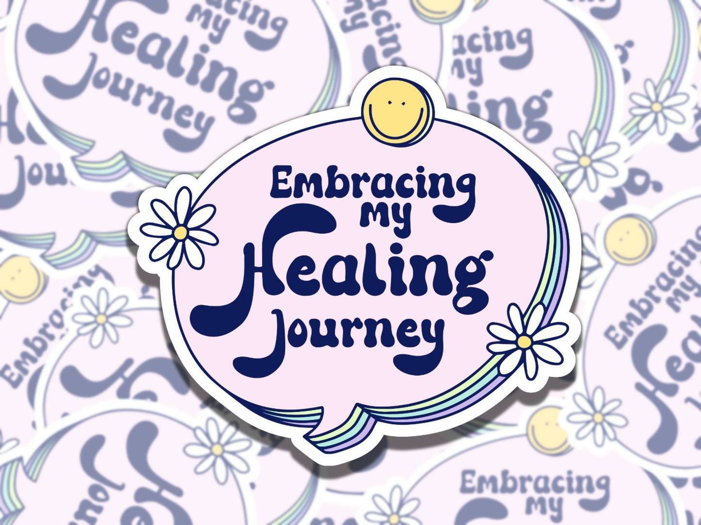 Embracing my Healing Journey Cute Mental Health Affirmation Sticker, Gift for Friend,  Sticker for Kindle Laptop Water Bottle