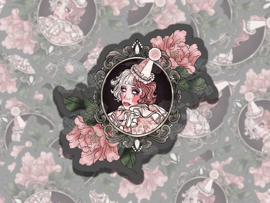Whimsy Clown Whimsigoth Magic Waterproof Vinyl Sticker, Girly Gift for Friend, Funny Sticker for Kindle Laptop Water Bottle Journal
