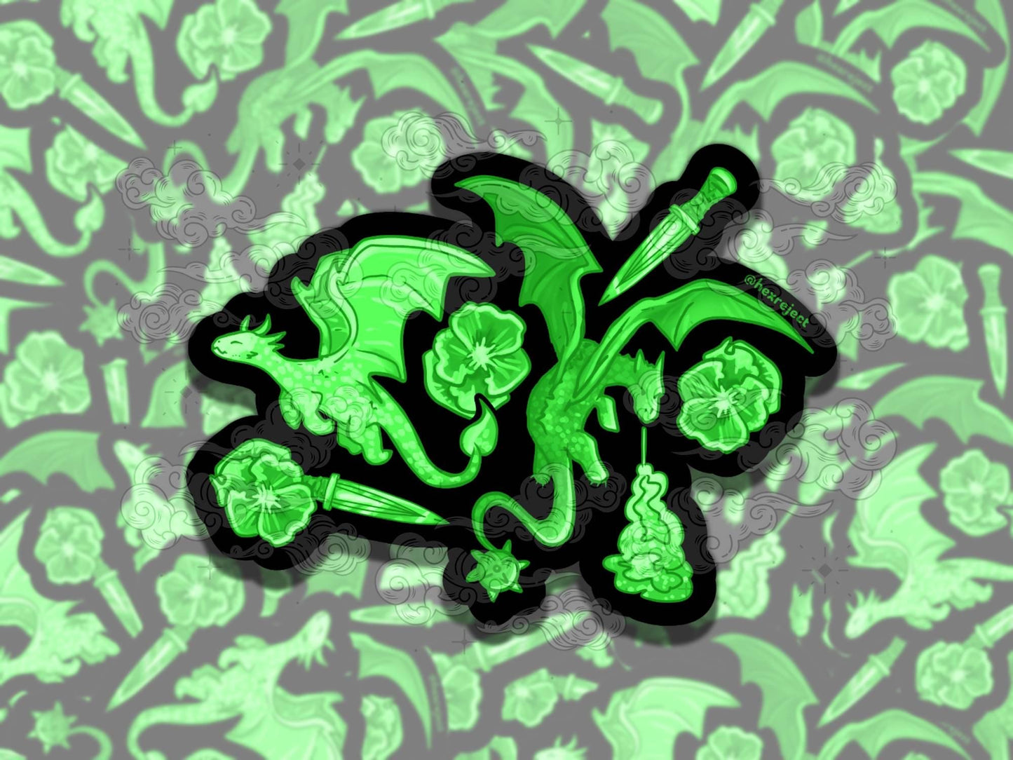 Dragon Porcelain Cute Witchy Waterproof Vinyl Sticker, Gift for Girl Friend, Funny Sticker for Kindle Laptop Water Bottle Journal