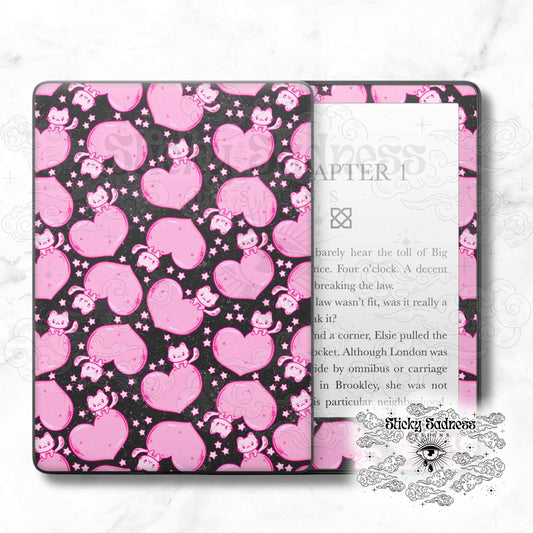 Kitty Valentine Holiday Insert Skin, Cute Vinyl Wrap for Kindle Kobo iPad Boox Fire, Gift for Valentine Book Lover, BookTok Accessories