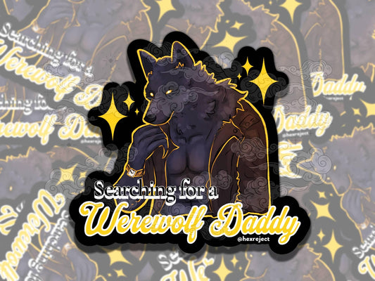 Werewolf Daddy Bookish Fantasy Waterproof Vinyl Sticker, Gift for Girl Friend, Funny Sticker for Kindle Laptop Water Bottle Journal