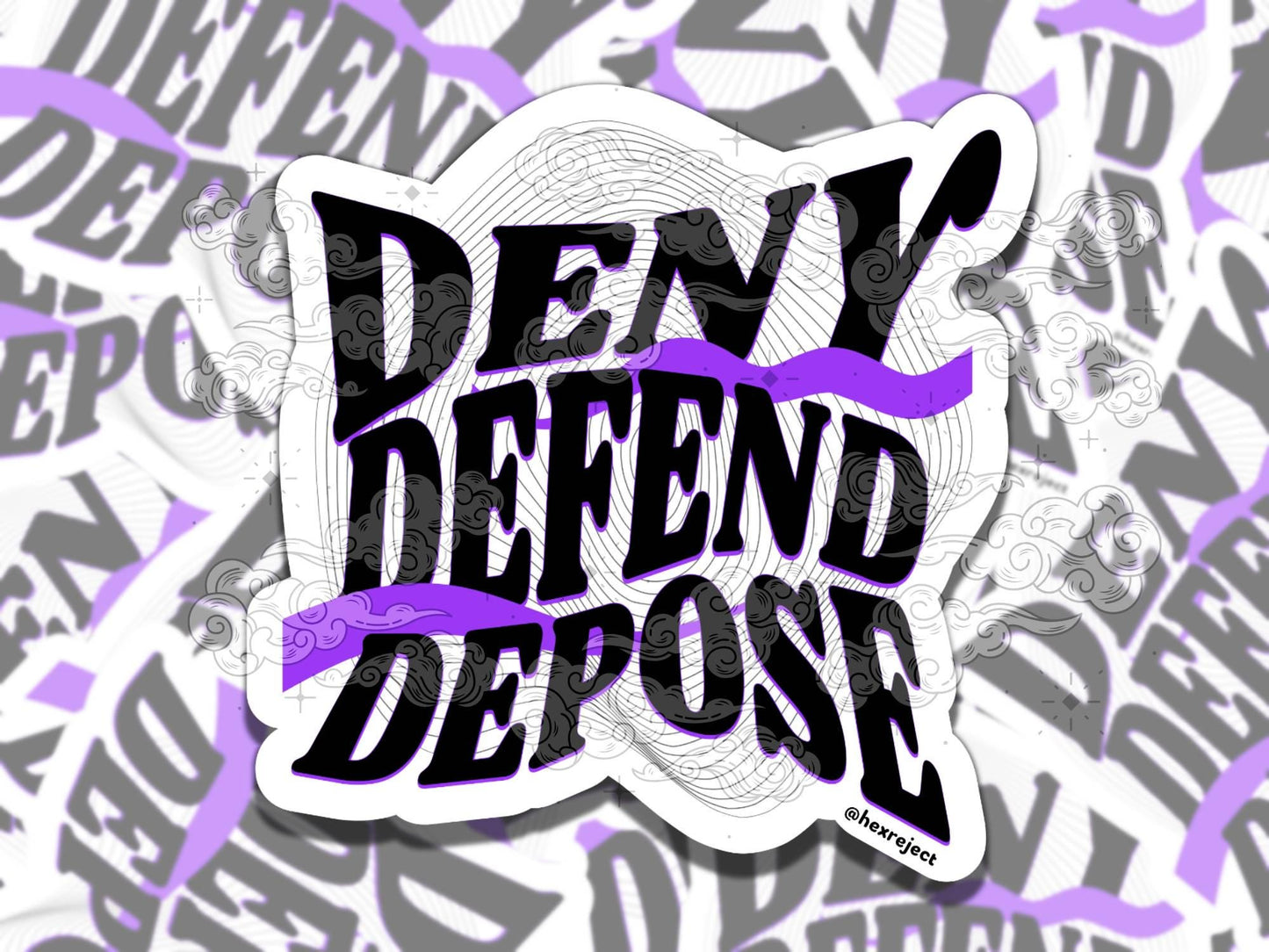 Deny Defend Depose Class War Waterproof Vinyl Sticker, Girly Gift for Friend, Funny Sticker for Kindle Laptop Water Bottle Journal