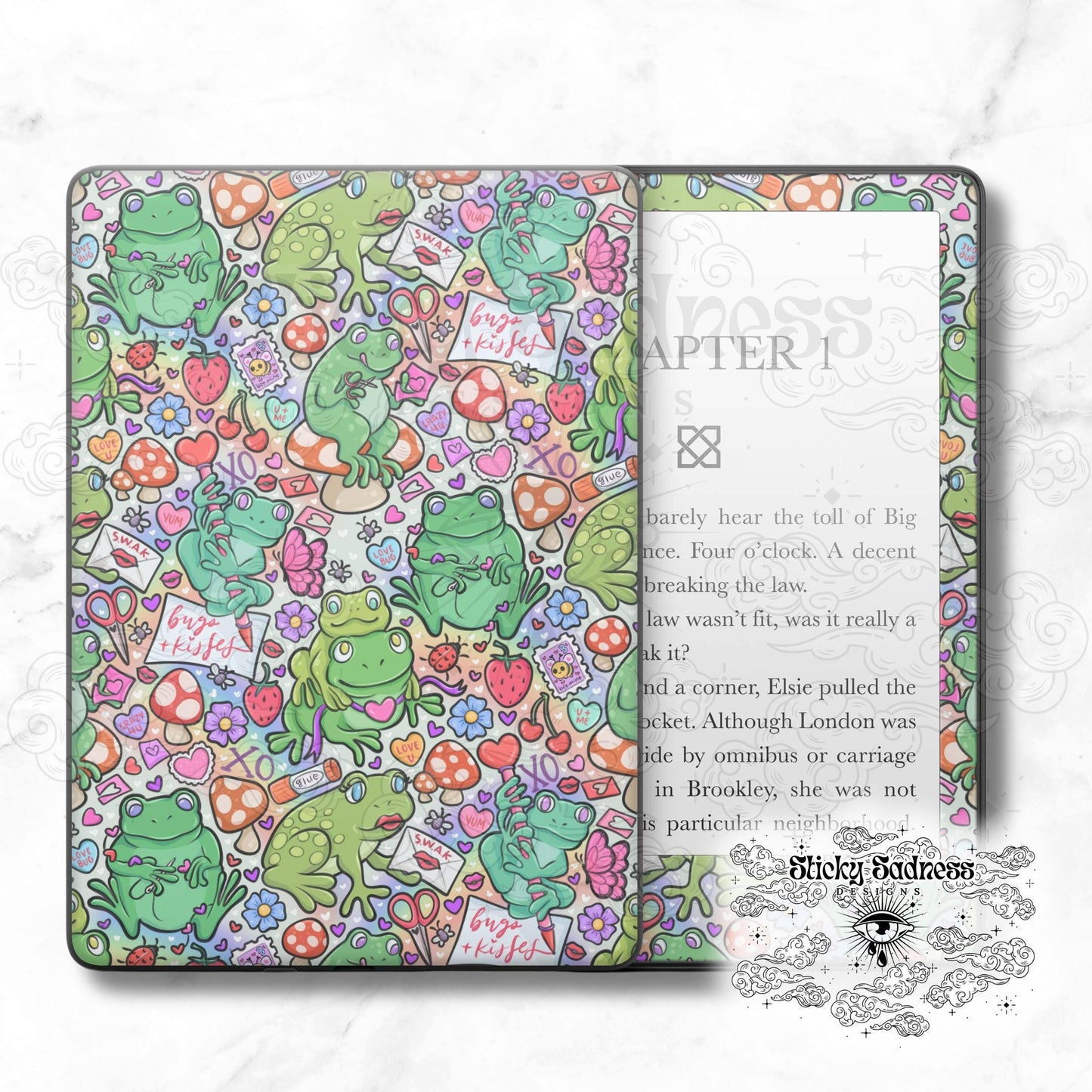 Valentine's Frog Holiday Insert Skin, Cute Vinyl Wrap for Kindle Kobo iPad Boox Fire, Gift for Valentine Book Lover, BookTok Accessories