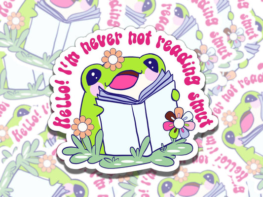 Never Not Reading Smut Frog Sticker, Reading Vinyl Sticker, BookTok Waterproof eReader, Kindle, Cute Funny Gift for Bookworm, Bookish Gift