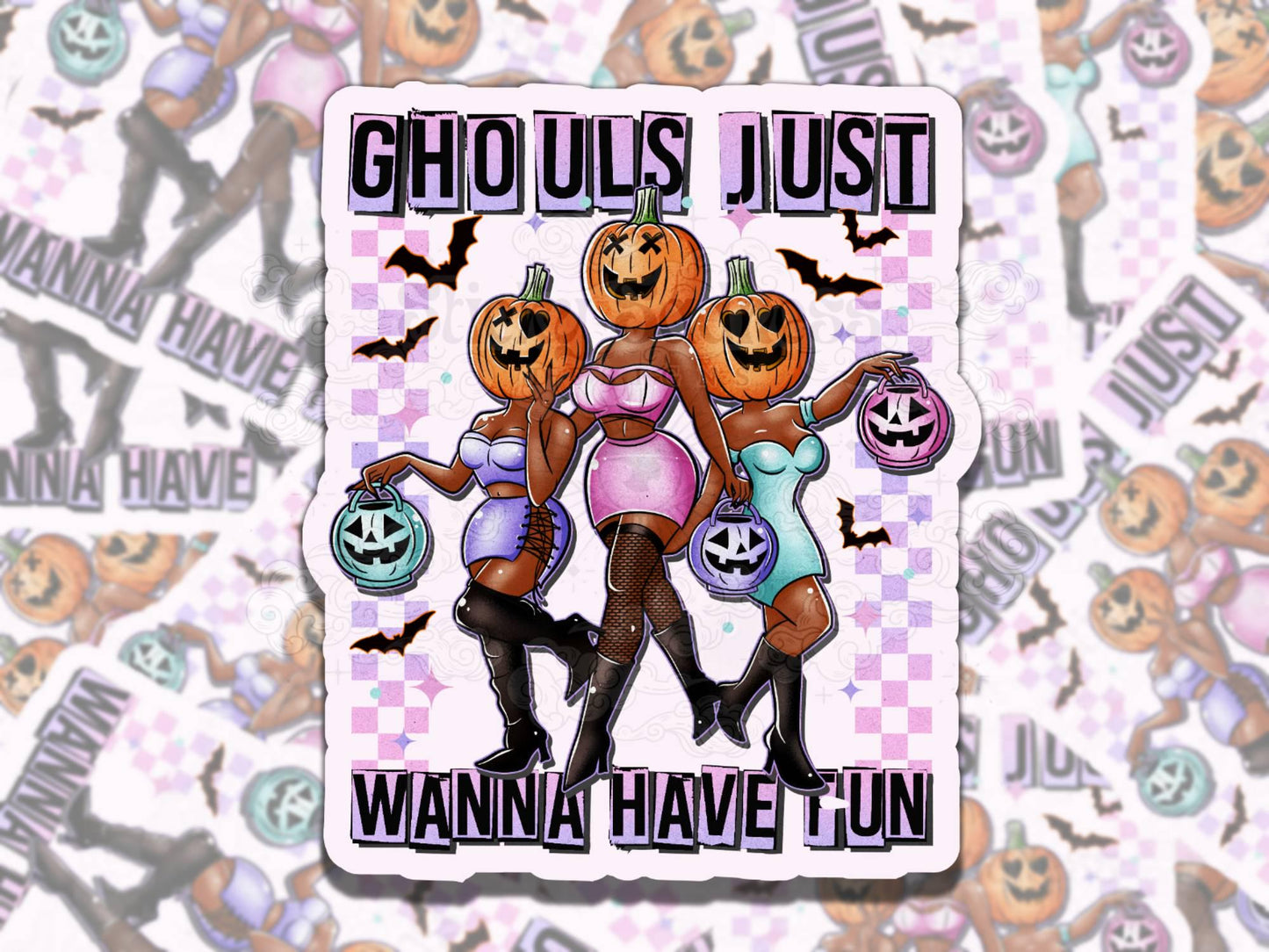 Ghouls Just Wanna Have Fun Cute Spooky Waterproof Vinyl Sticker, Gift for Friend, Funny Sticker for Kindle Laptop Water Bottle Jour
