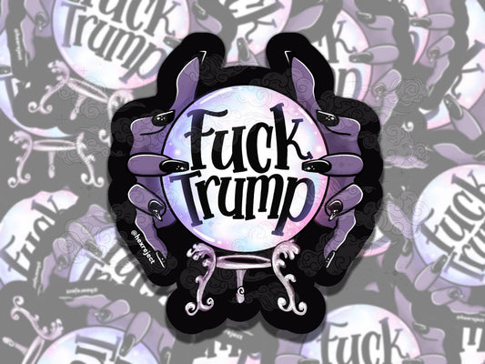 Fuck Trump Fun Witchy Human Rights Waterproof Vinyl Sticker, Gift for Friend, Funny Sticker for Kindle Laptop Water Bottle Journal