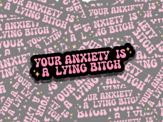 Your Anxiety is a Lying B*tch Mental Health Sticker, Affirmation Sticker, Gift for Friend, Funny Sticker for Kindle Laptop Water Bottle