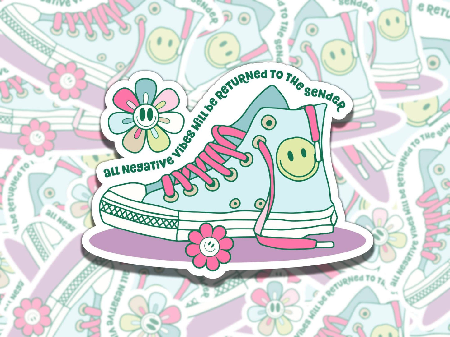 Negative Vibes Will be Returned to Sender, Cute Affirmation Sticker, Gift for Friend, Funny Sticker for Kindle Laptop Water Bottle Journal