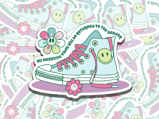 Negative Vibes Will be Returned to Sender, Cute Affirmation Sticker, Gift for Friend, Funny Sticker for Kindle Laptop Water Bottle Journal