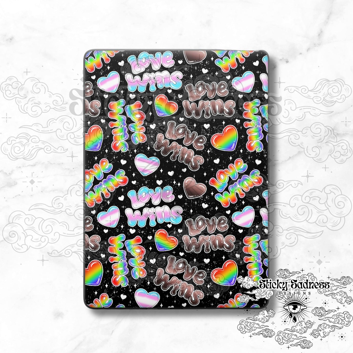Love Wins Cute Rainbow Color Pride eReader Tablet Insert for Kindle Kobo iPad Boox Fire, eReader Insert, eReader Sticker Design, Bookish Gif