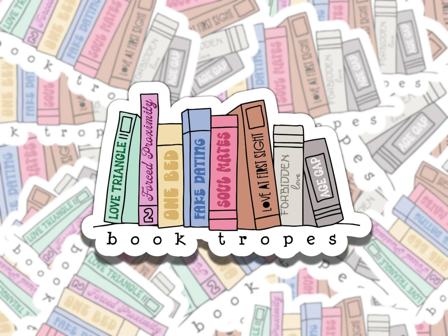 Book Tropes Sticker, Cute Smutty Bookish Vinyl Sticker, Gift for Friend, Funny Sticker for Kindle Laptop Water Bottle Journal