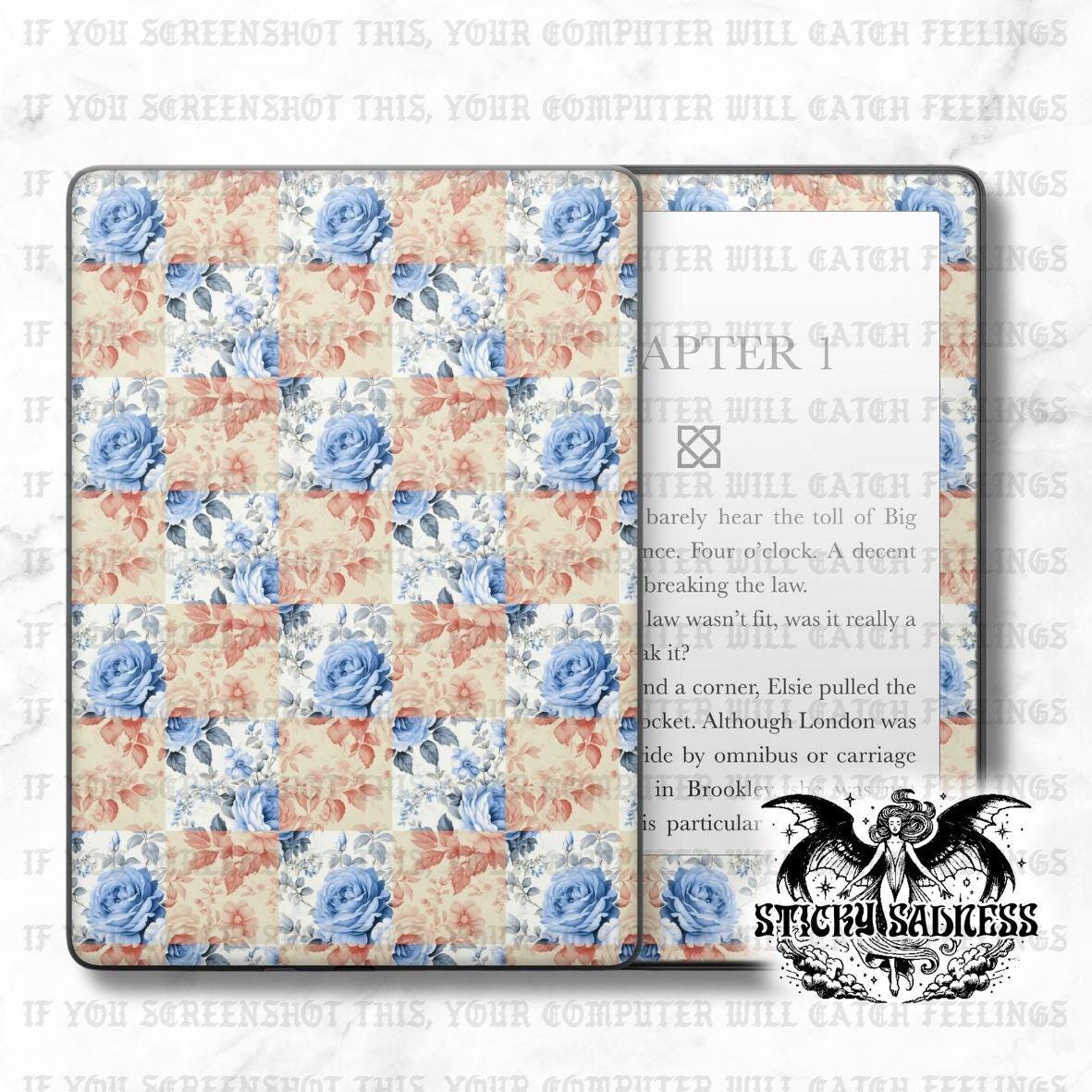 Blue Floral Checkered