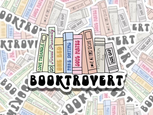 Booktrovert Book Tropes Sticker, Reading Vinyl Sticker, BookTok Waterproof eReader, Kindle, Cute Funny Gift for Bookworm, Bookish Gift