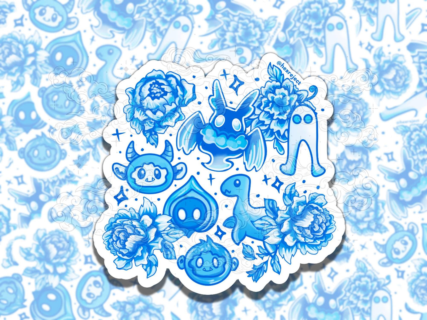 Cryptid Porcelain Cute Witchy Waterproof Vinyl Sticker, Gift for Girl Friend, Funny Sticker for Kindle Laptop Water Bottle Journal