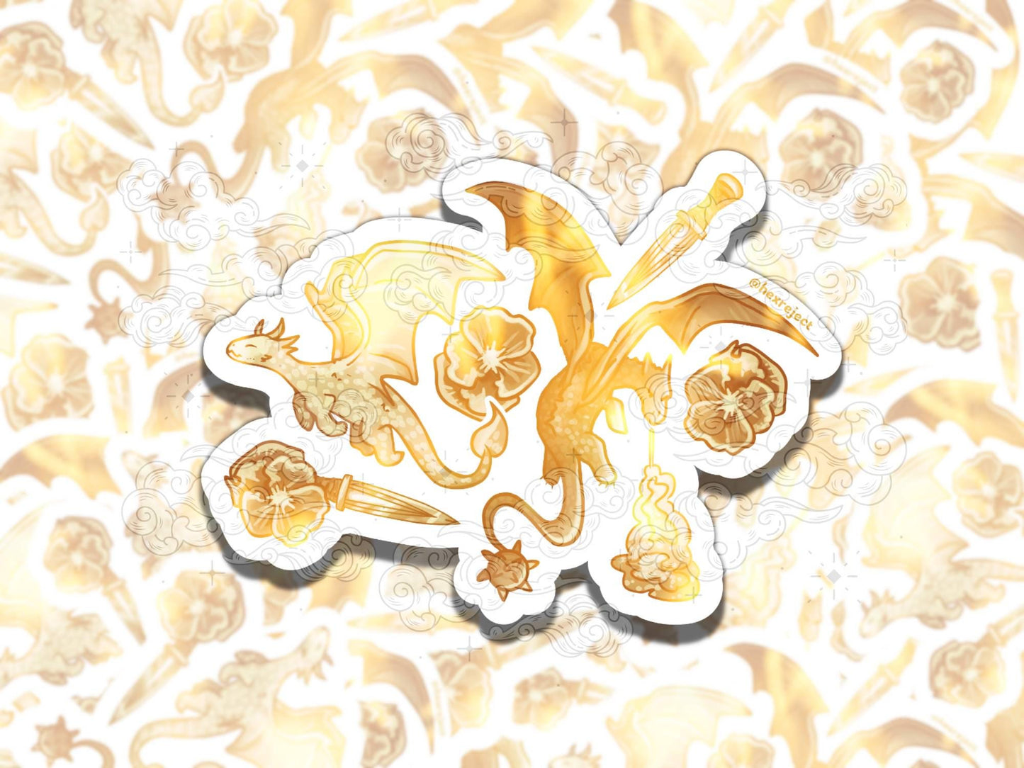 Dragon Porcelain Cute Witchy Waterproof Vinyl Sticker, Gift for Girl Friend, Funny Sticker for Kindle Laptop Water Bottle Journal