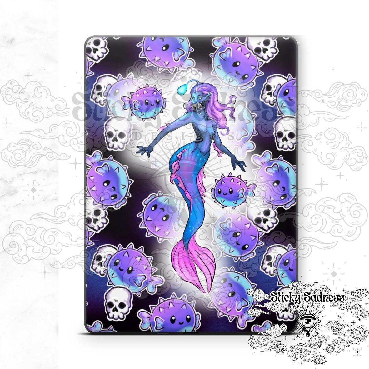 Black Siren Character eReader Tablet Insert for Kindle Kobo iPad Boox Fire, eReader Insert, eReader Design, Bookish Gift for Booklover