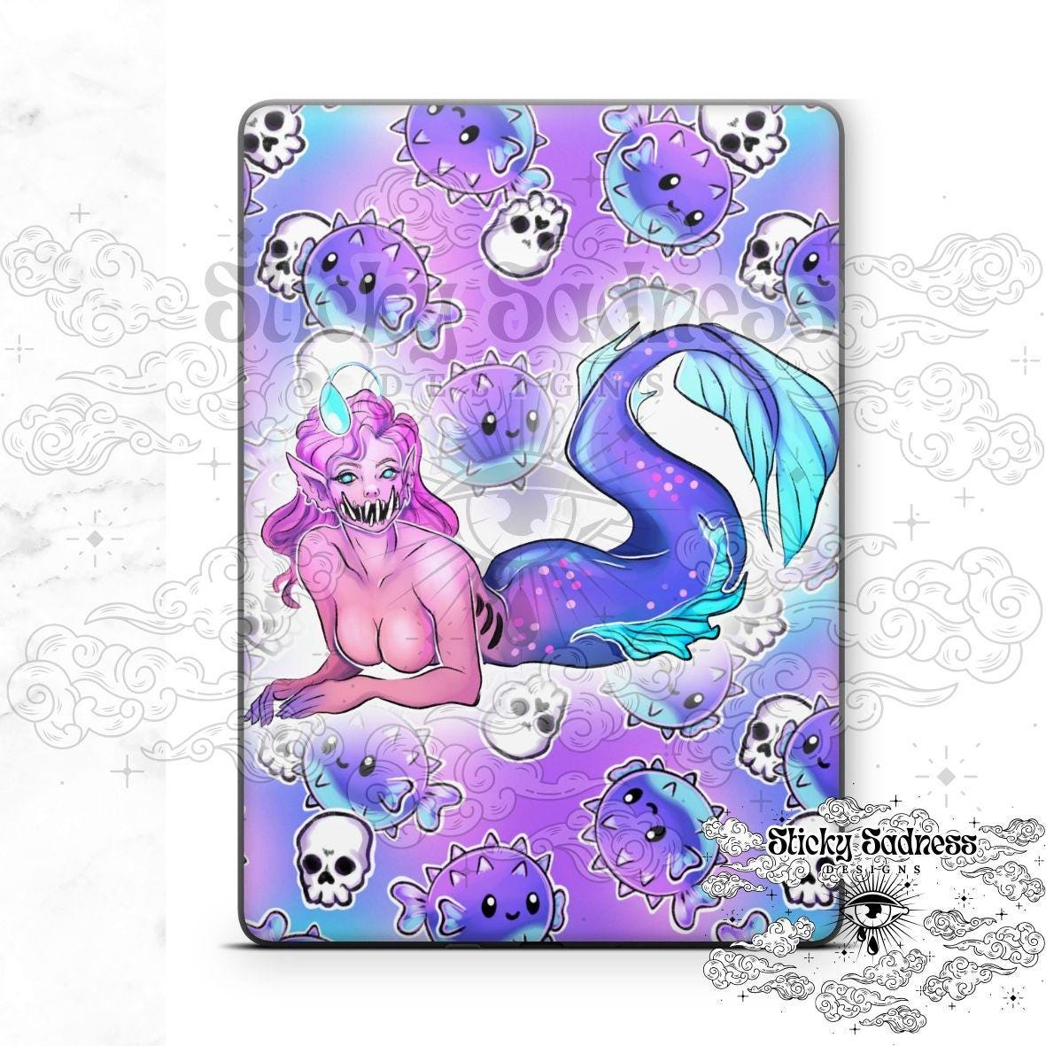 Lavender Siren Character eReader Tablet Insert for Kindle Kobo iPad Boox Fire, eReader Insert, eReader Design, Bookish Gift for Booklover