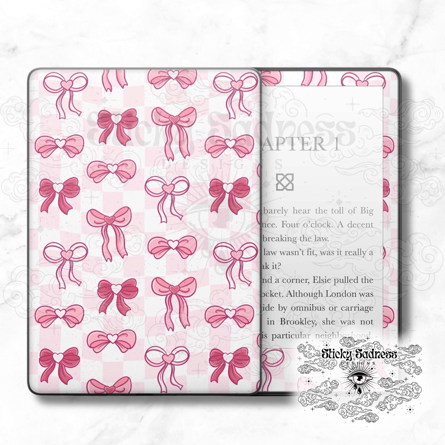 Valentine's Bows Holiday Insert Skin, Cute Vinyl Wrap for Kindle Kobo iPad Boox Fire, Gift for Valentine Book Lover, BookTok Accessories