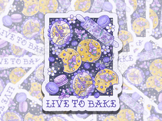 Lavender Cookies Cute Fun Waterproof Vinyl Sticker, Girly Gift for Friend, Funny Sticker for Kindle Laptop Water Bottle Journal