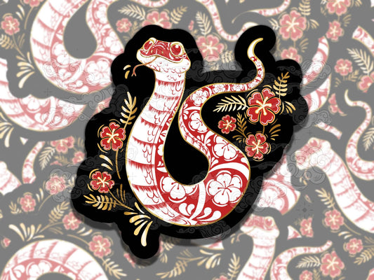 Year of the Snake Chinese New Year Waterproof Vinyl Sticker, Gift for Friend, Funny Sticker for Kindle Laptop Water Bottle Journal