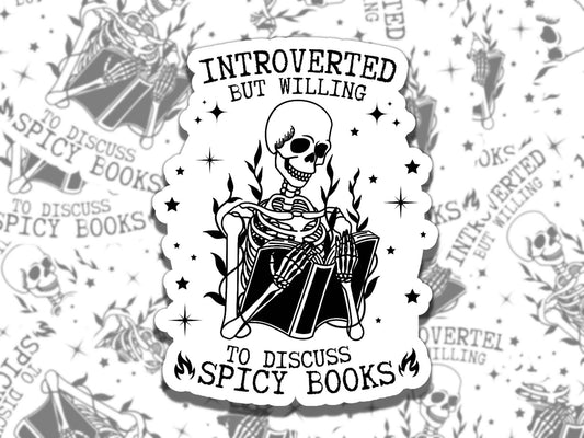 Introverted but Willing to Discuss Books, Reading Vinyl Sticker, Smutty Waterproof eReader, Kindle, Cute Funny Gift for Bookworm, Bookish Gi