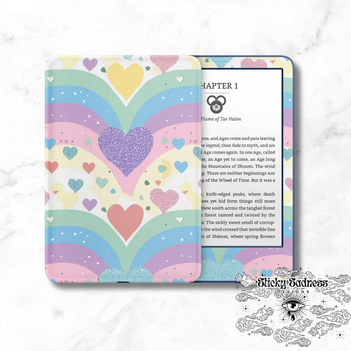 Pastel Rainbow Decals Insert Skin, Cute Vinyl Wrap for Kindle Kobo iPad Boox Fire, Gift for Book Lover, BookTok Accessories