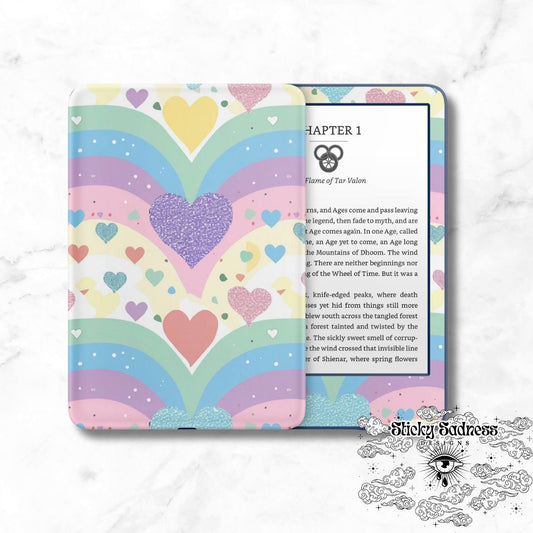Pastel Rainbow Decals Insert Skin, Cute Vinyl Wrap for Kindle Kobo iPad Boox Fire, Gift for Book Lover, BookTok Accessories