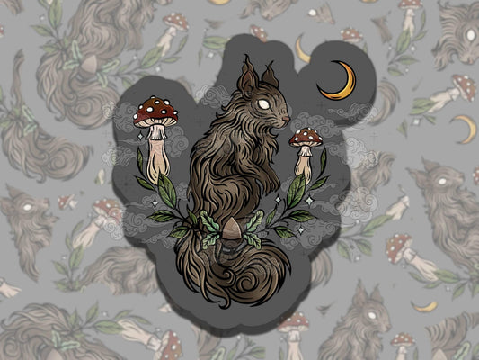 Dark Squirrel Whimsigoth Waterproof Vinyl Sticker, Girly Gift for Friend, Funny Sticker for Kindle Laptop Water Bottle Journal