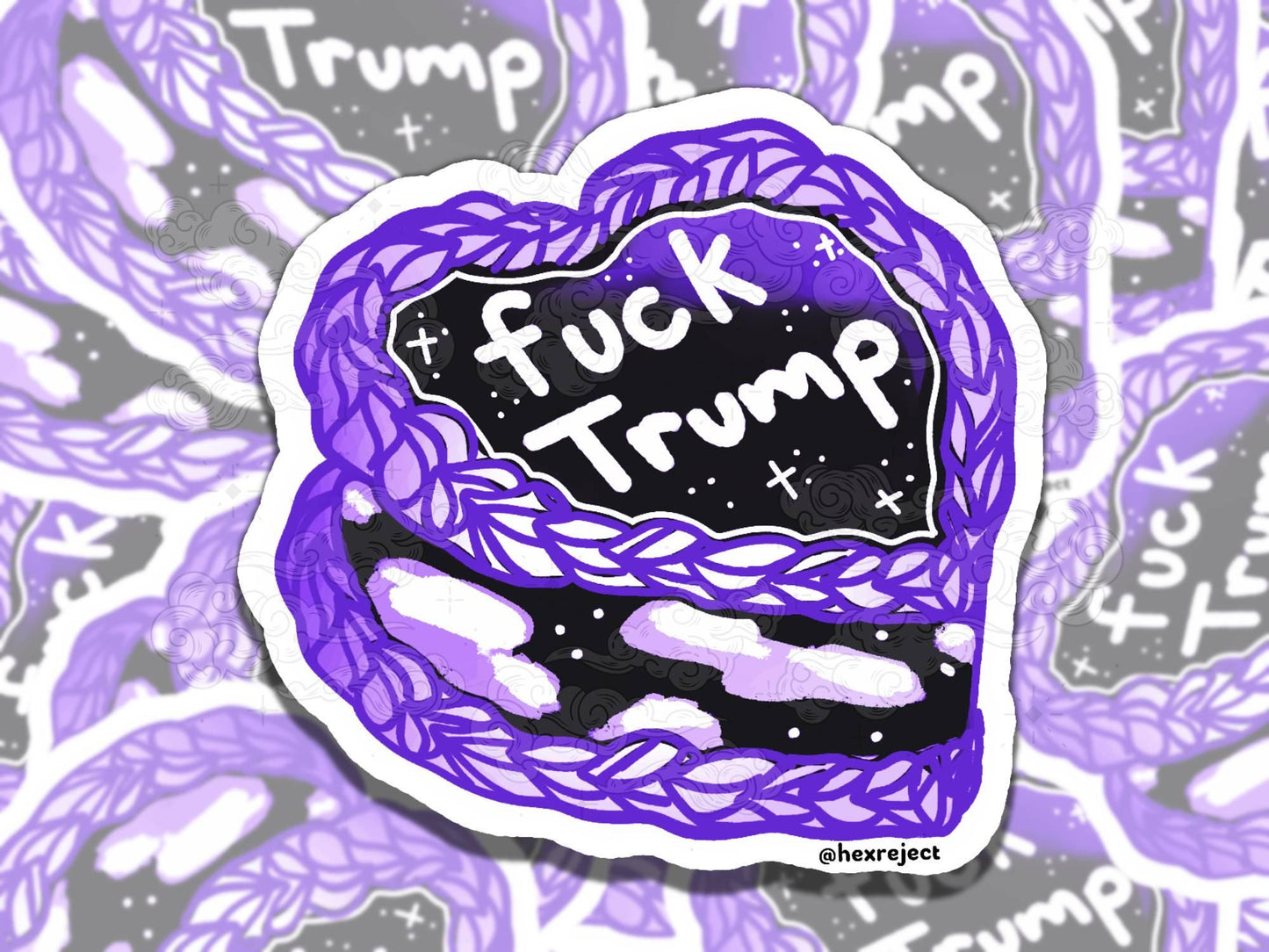 Fuck Trump Cutesy Cakes Human Rights Waterproof Vinyl Sticker, Gift for Girl Friend, Funny Sticker for Kindle Laptop Water Bottle Journal
