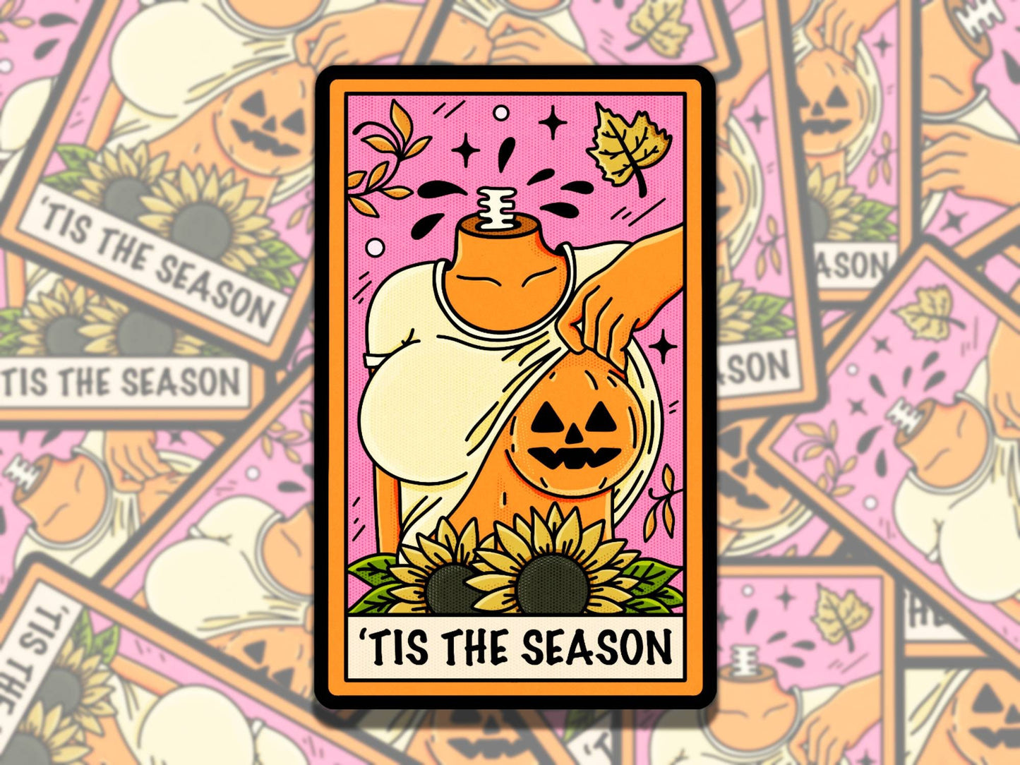 Tis the Season Zombie Woman Spooky Waterproof Vinyl Sticker, Gift for Friend, Funny Sticker for Kindle Laptop Water Bottle Journal