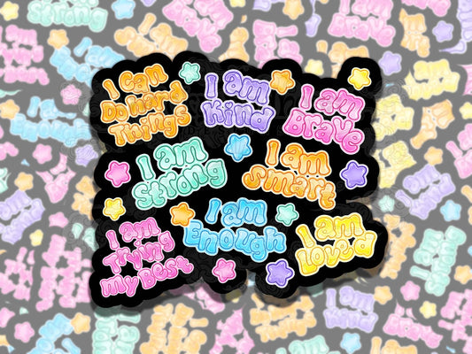 Neon Bubbly Affirmations Mental Health Sticker, Affirmation Sticker, Gift for Friend,  Sticker for Kindle Laptop Water Bottle Journal