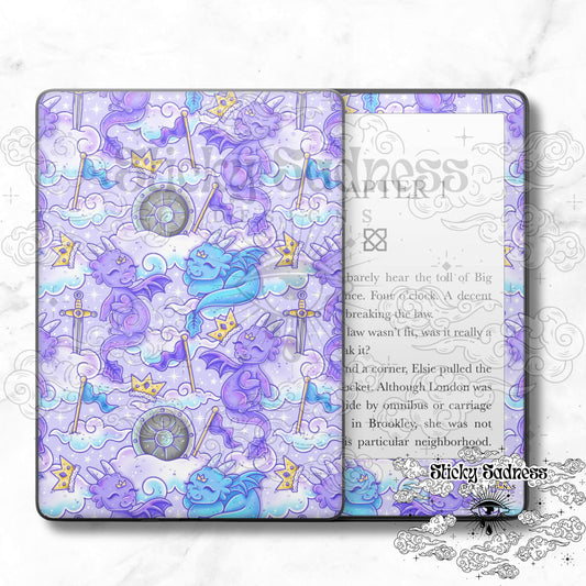 Cute Royal Dragons Decal Insert Skin, Cute Fantasy Vinyl Wrap for Kindle Kobo iPad Boox Fire, Gift for Book Lover, BookTok Accessories