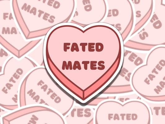 Fated Mates Candy Heart Sticker, Reading Vinyl Sticker, Smutty Waterproof eReader, Kindle, Cute Pink Gift for Bookworm, Bookish Gift