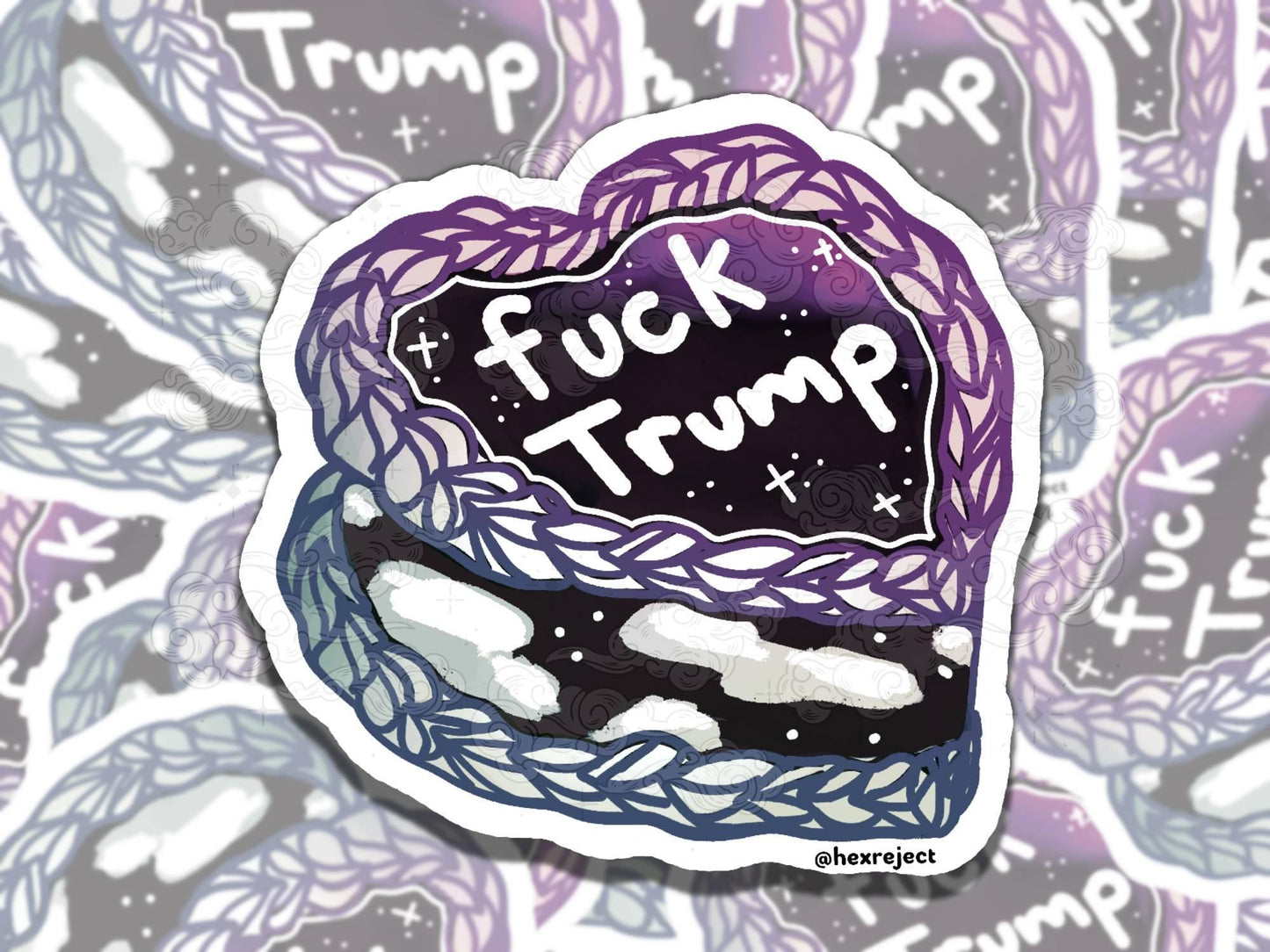 Fuck Trump Cutesy Cakes Human Rights Waterproof Vinyl Sticker, Gift for Girl Friend, Funny Sticker for Kindle Laptop Water Bottle Journal