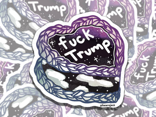 Fuck Trump Cutesy Cakes Human Rights Waterproof Vinyl Sticker, Gift for Girl Friend, Funny Sticker for Kindle Laptop Water Bottle Journal