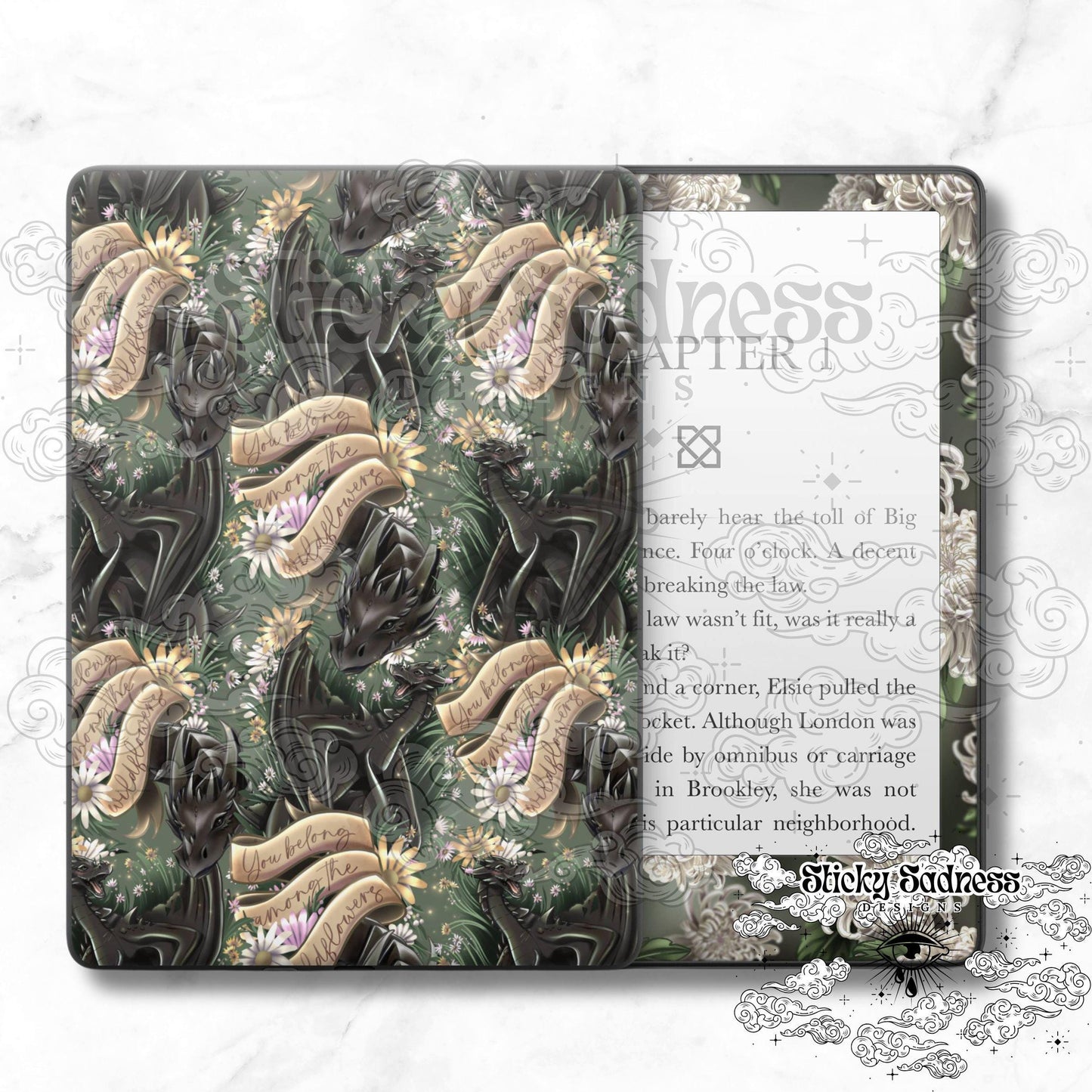 You Belong Color Flowers Decal Insert Skin, Cute Fantasy Vinyl Wrap for Kindle Kobo iPad Boox Fire, Gift for Book Lover, BookTok Accessory