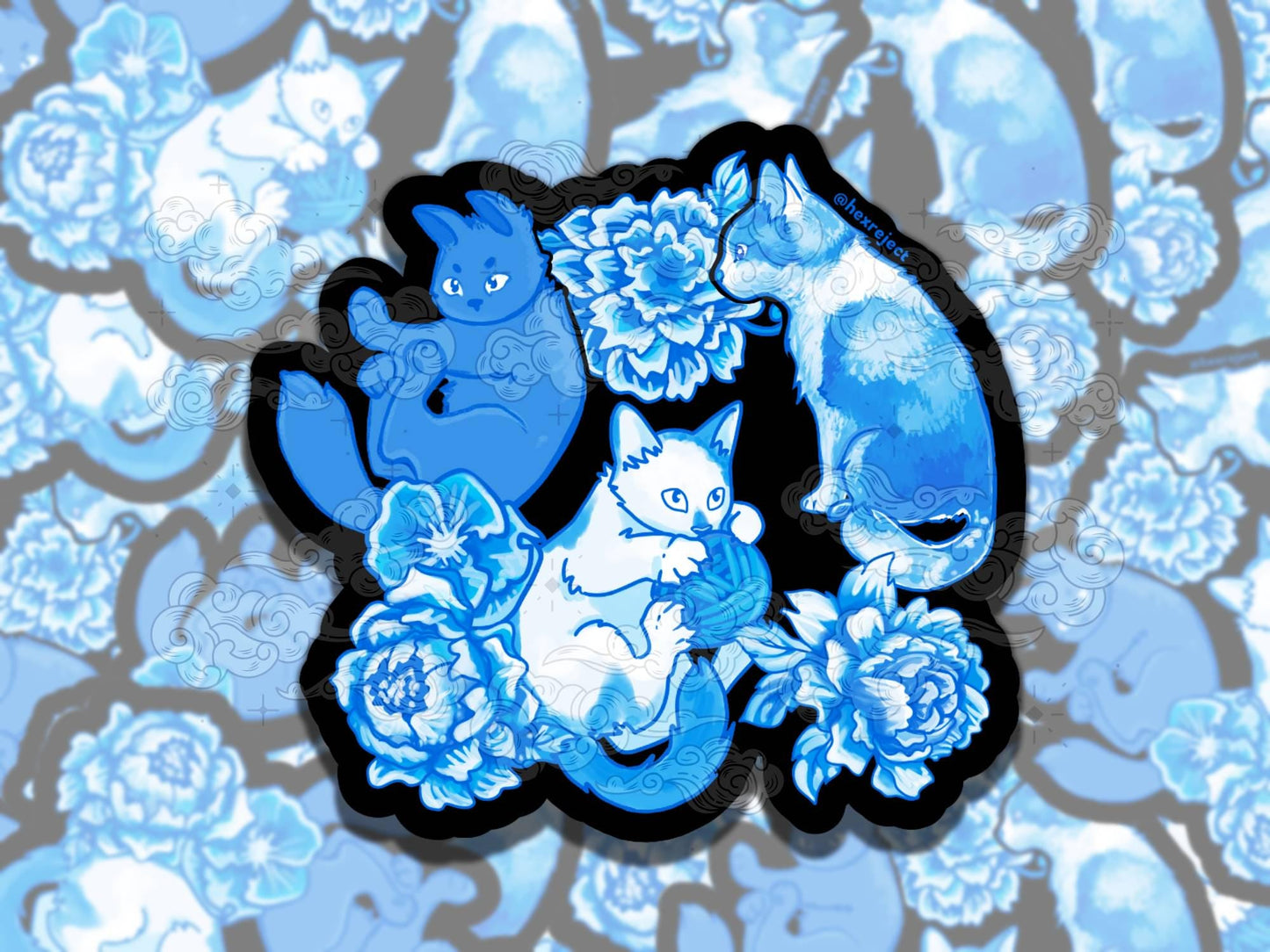 Kitty Porcelain Cute Witchy Waterproof Vinyl Sticker, Gift for Girl Friend, Funny Sticker for Kindle Laptop Water Bottle Journal