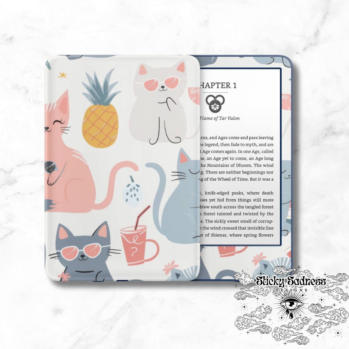 Cool Kitties Decals Insert Skin, Cute Vinyl Wrap for Kindle Kobo iPad Boox Fire, Gift for Book Lover, BookTok Accessories