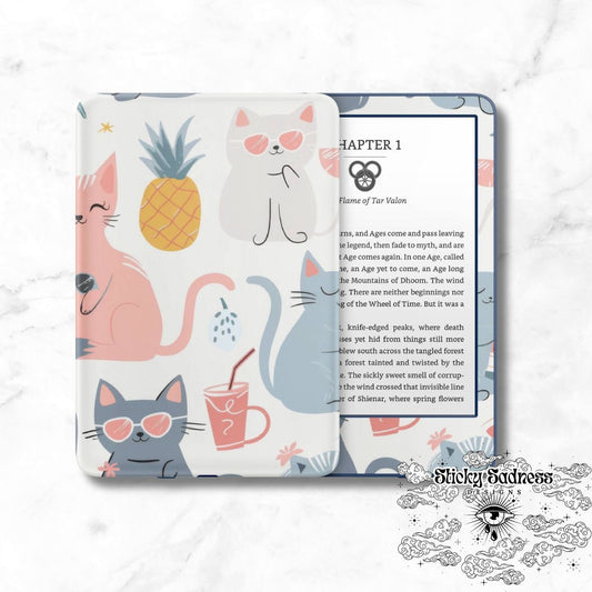 Cool Kitties Decals Insert Skin, Cute Vinyl Wrap for Kindle Kobo iPad Boox Fire, Gift for Book Lover, BookTok Accessories