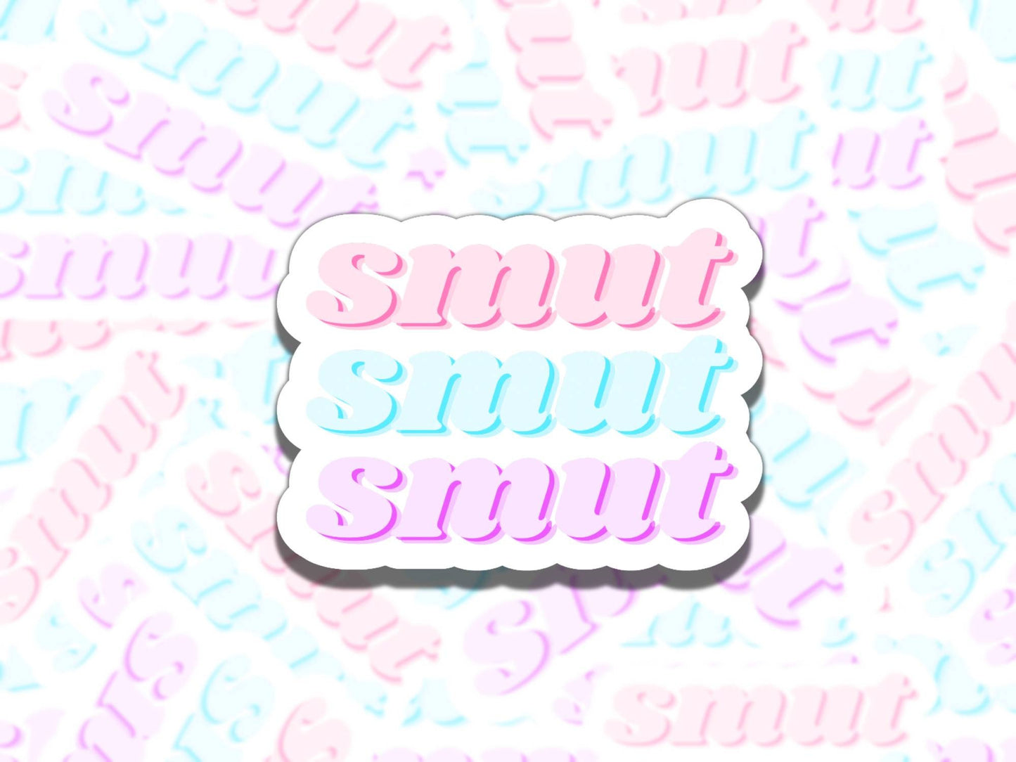 Smut Smut Smut Sticker, Pink Blue Purple Reading Vinyl Sticker, Smutty Waterproof eReader, Kindle, Cute Funny Gift for Bookworm, Bookish Gif