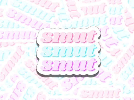 Smut Smut Smut Sticker, Pink Blue Purple Reading Vinyl Sticker, Smutty Waterproof eReader, Kindle, Cute Funny Gift for Bookworm, Bookish Gif