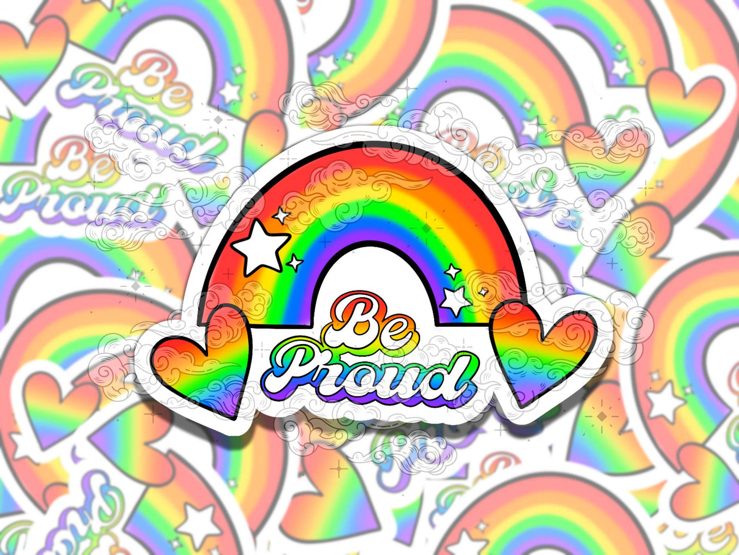 Be Proud Rainbow Waterproof Pride Vinyl Sticker, Gift for Girl Friend, Funny Sticker for Kindle Laptop Water Bottle Journal