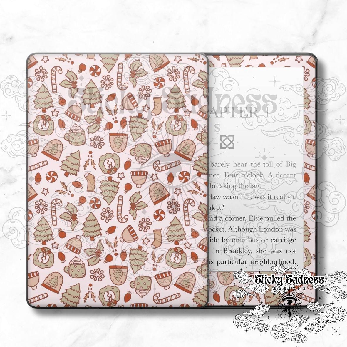 Cute Christmas Aesthetic Holiday Decal Sticker Skin, Cute Vinyl Wrap for Kindle Kobo iPad Boox Fire, Gift for Book Lover, BookTok Accessory