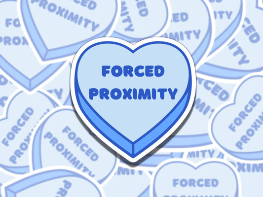 Forced Proximity Candy Heart Sticker, Reading Vinyl Sticker, Smutty Waterproof eReader, Kindle, Cute Blue Gift for Bookworm, Bookish Gift