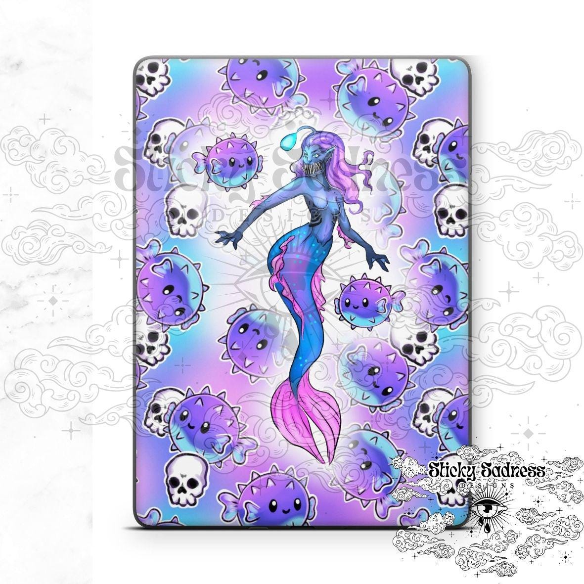 Lavender Siren Character eReader Tablet Insert for Kindle Kobo iPad Boox Fire, eReader Insert, eReader Design, Bookish Gift for Booklover
