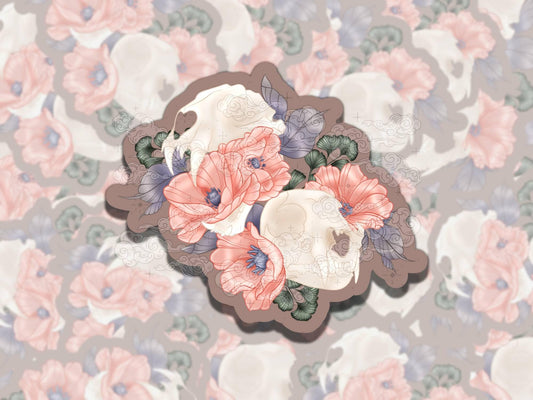 Dreamy Death Blossoms Gothic Waterproof Vinyl Sticker, Girly Gift for Friend, Funny Sticker for Kindle Laptop Water Bottle Journal