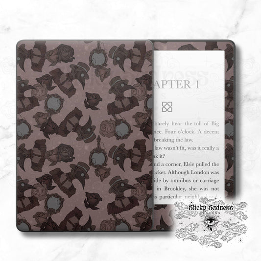 Victorian Plague Doctor Insert Skin, Cute Vinyl Wrap for Kindle Kobo iPad Boox Fire, Gift for Valentine Book Lover, BookTok Accessories