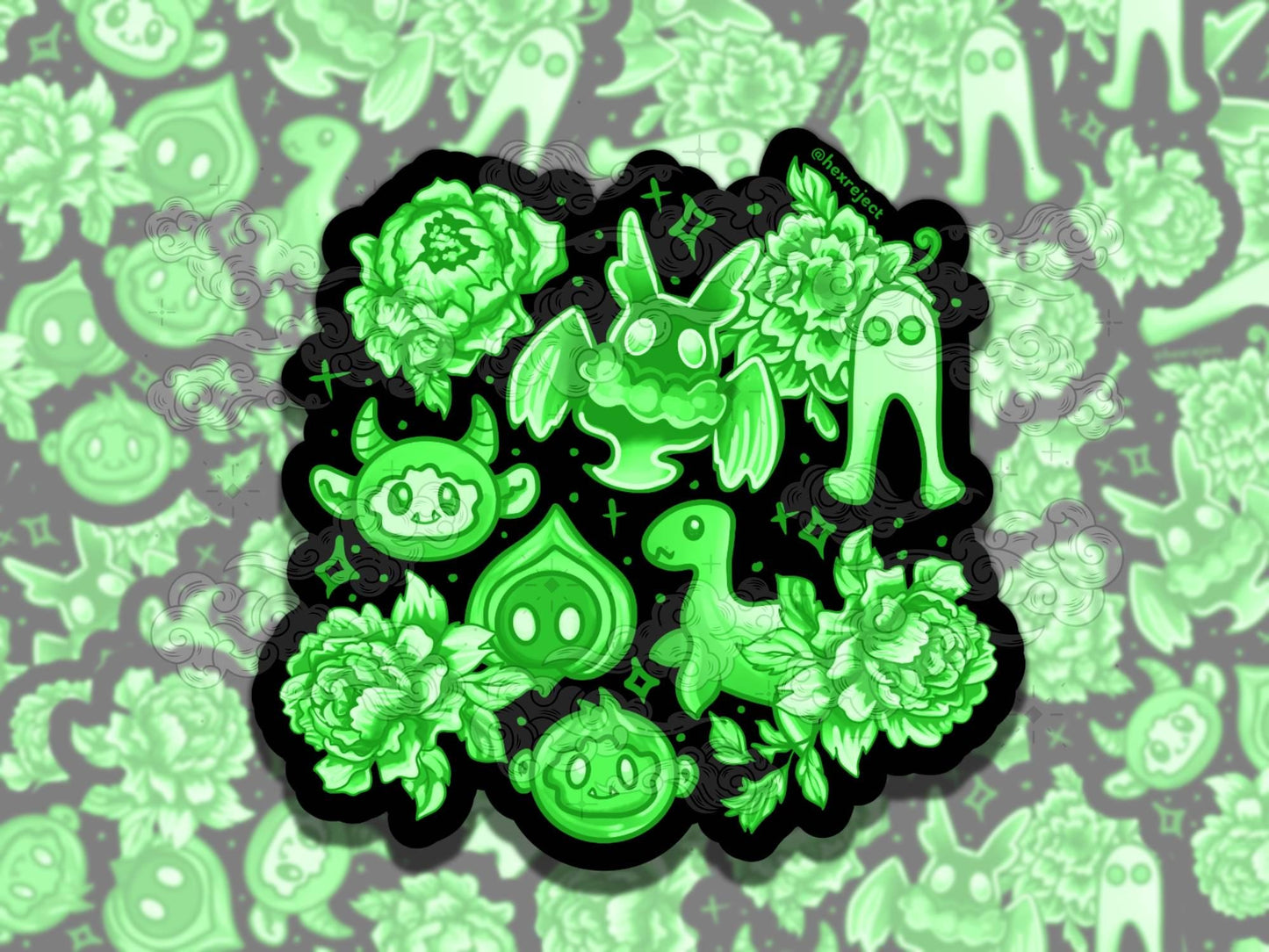 Cryptid Porcelain Cute Witchy Waterproof Vinyl Sticker, Gift for Girl Friend, Funny Sticker for Kindle Laptop Water Bottle Journal