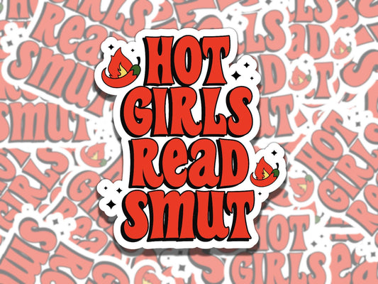 Hot Girls Read Smut Sticker, Girly Bookish Reading Vinyl Sticker, BookTok Waterproof eReader, Kindle, Cute Funny Bookish Gift for Bookworm,
