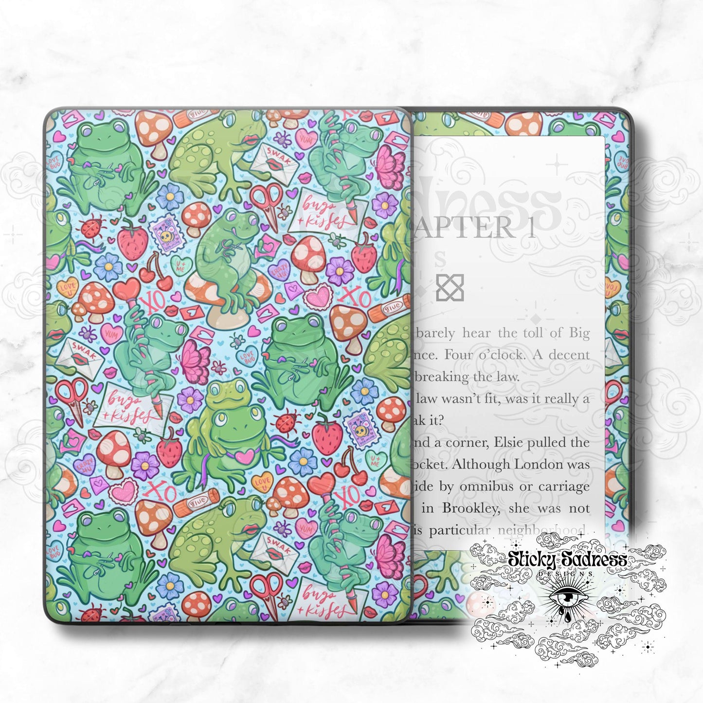 Valentine's Frog Holiday Insert Skin, Cute Vinyl Wrap for Kindle Kobo iPad Boox Fire, Gift for Valentine Book Lover, BookTok Accessories